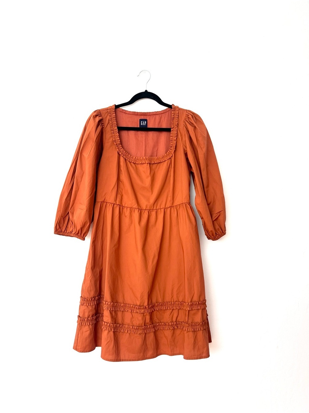 Gap Puff Sleeve Ruffle Neck Mini Dress